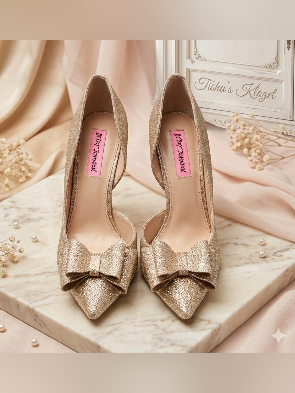Betsey Johnson Glittering Bow Heels (#0145) - Picture 1 of 11